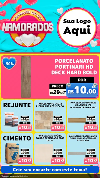 Modelo de Rede Social para Stories com o tema Promoção Dia dos Namorados para Pisos e revestimentos