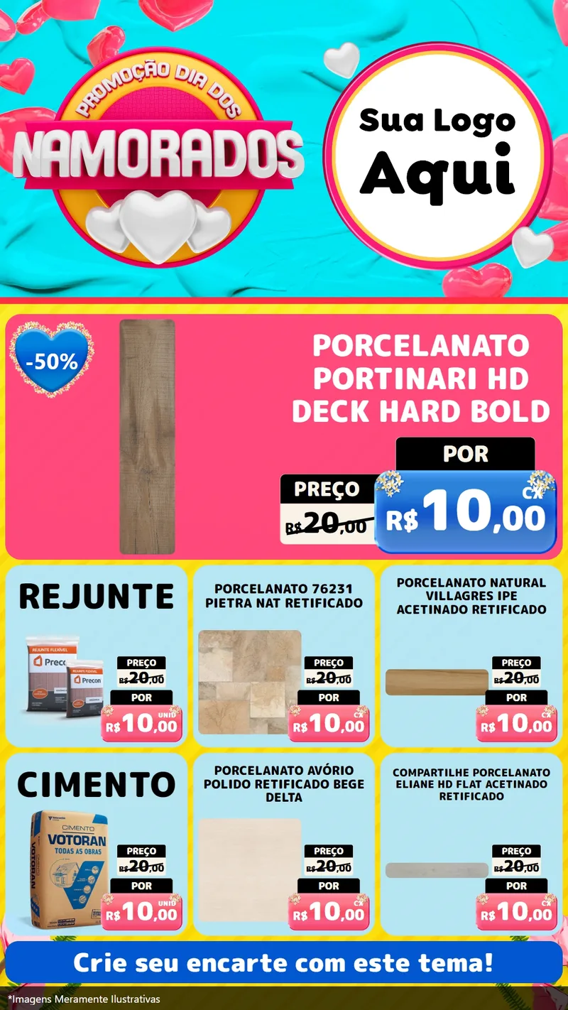 Modelo de Rede Social para Stories com o tema Promoção Dia dos Namorados para Pisos e revestimentos