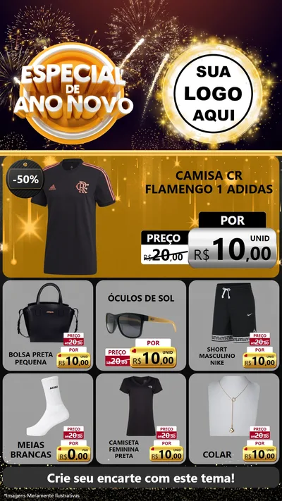 Modelo de Rede Social para Stories com o tema Especial de Ano Novo para Roupas e acessórios