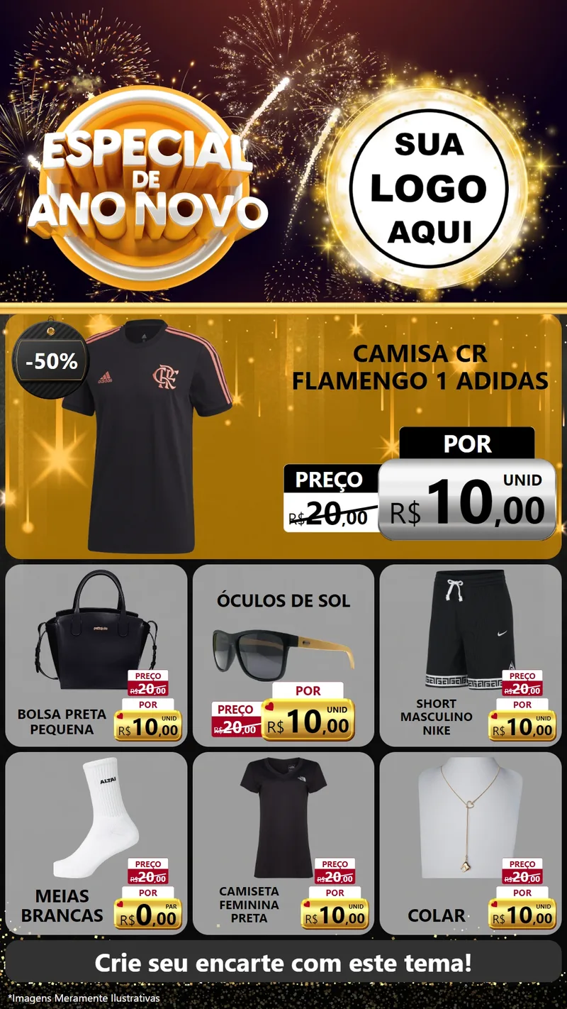 Modelo de Rede Social para Stories com o tema Especial de Ano Novo para Roupas e acessórios