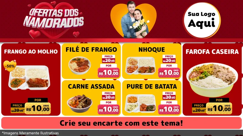 Modelo de TV para TV Horizontal com o tema Ofertas Dos Namorados para Restaurante