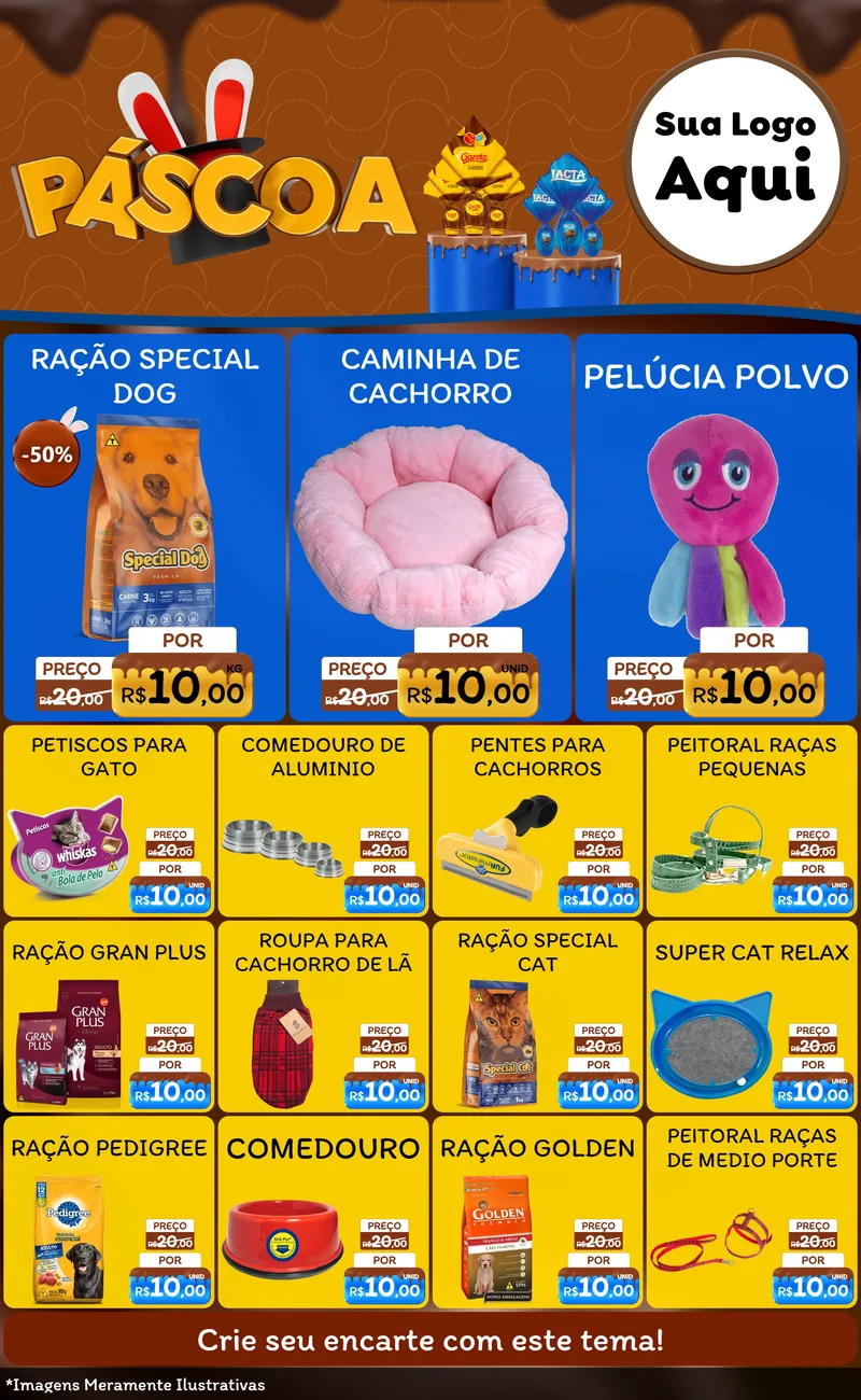 Modelo de Encarte para Encarte Grande com o tema Páscoa para Pet Shop