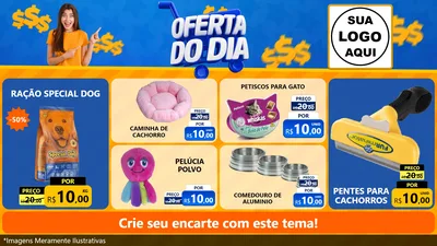 Modelo de TV para TV Horizontal com o tema Oferta do Dia para Pet Shop
