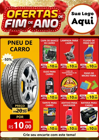 Modelo de Encarte para Encarte A4 Vertical com o tema Ofertas de Fim de Ano para Auto peças