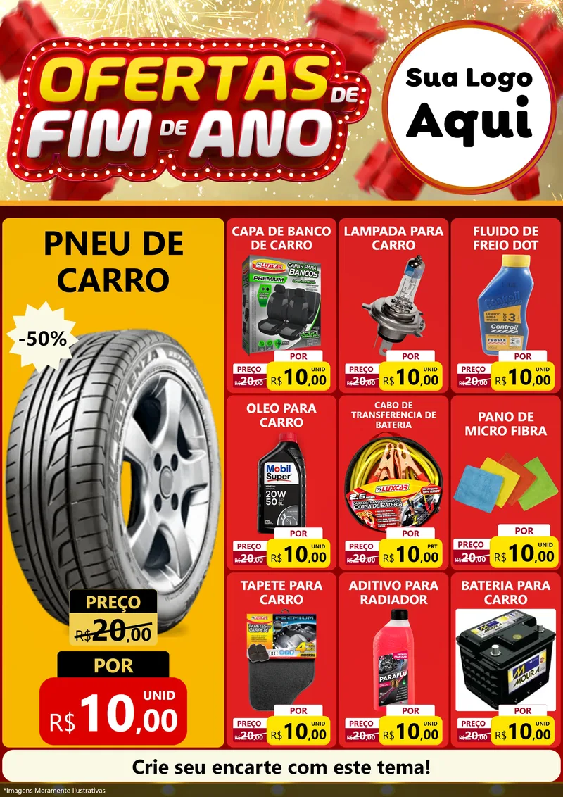 Modelo de Encarte para Encarte A4 Vertical com o tema Ofertas de Fim de Ano para Auto peças