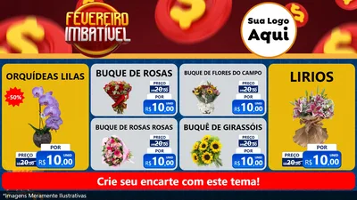 Modelo de TV para TV Horizontal com o tema Fevereiro Imbatível para Floricultura e jardim