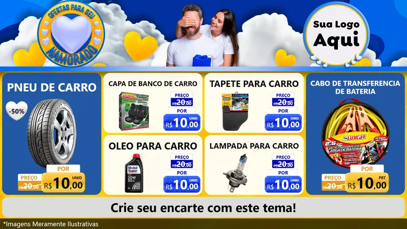 Modelo de TV para TV Horizontal com o tema Ofertas Para Seu Namorado para Auto peças
