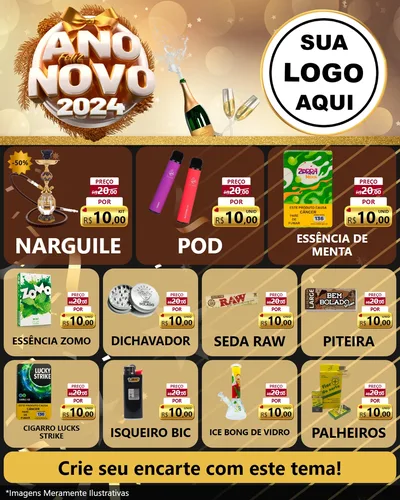 Modelo de Rede Social para Feed Instagram com o tema Feliz Ano Novo 2027 para Tabacaria