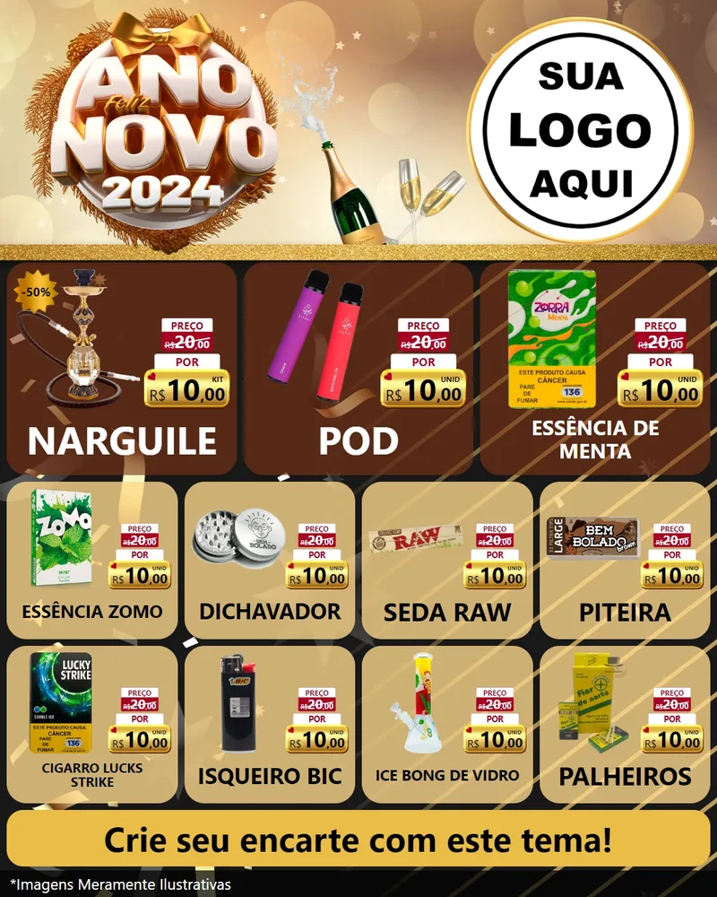 Modelo de Rede Social para Feed Instagram com o tema Feliz Ano Novo 2027 para Tabacaria