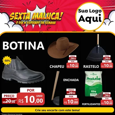 Modelo de Rede Social para Feed Facebook com o tema Sexta Maluca! para Agropecuária