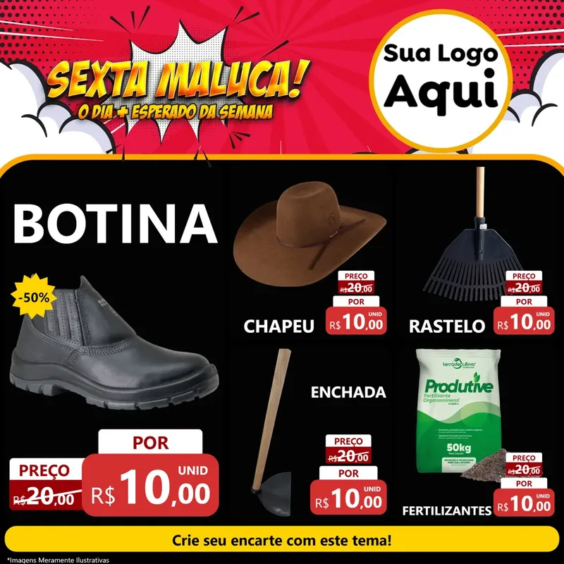 Modelo de Rede Social para Feed Facebook com o tema Sexta Maluca! para Agropecuária
