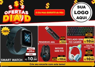 Modelo de Encarte para Encarte A4 Horizontal com o tema Ofertas Dia D para Informática