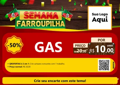 Modelo de Cartaz para Cartaz A4 Horizontal com o tema Semana Farroupilha para Água e gás