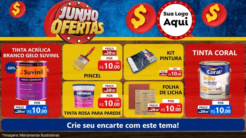 Modelo de TV para TV Horizontal com o tema Junho de Ofertas para Tintas e Ferramentas