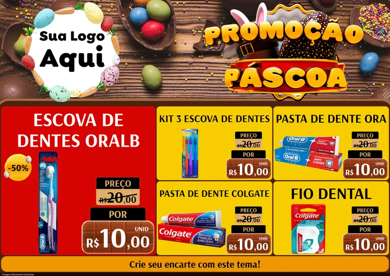 Modelo de Encarte para Encarte A4 Horizontal com o tema Promoção Páscoa para Higiene Pessoal