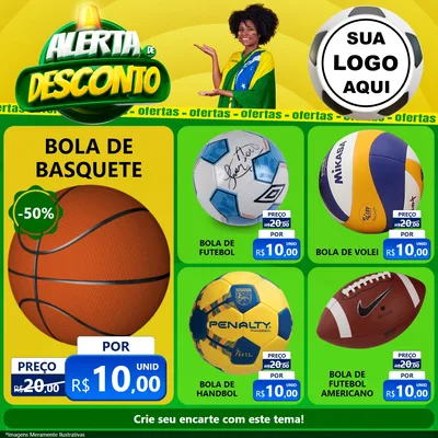 Modelo de Rede Social para Feed Facebook com o tema Alerta de Desconto para Artigos Esportivos