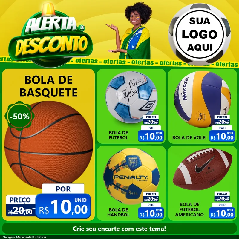 Modelo de Rede Social para Feed Facebook com o tema Alerta de Desconto para Artigos Esportivos