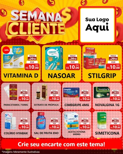 Modelo de Rede Social para Feed Instagram com o tema Semana do Cliente para Farmácia