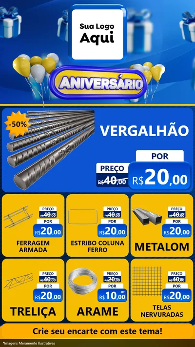 Modelo de Rede Social para Stories com o tema Aniversário para Ferragens
