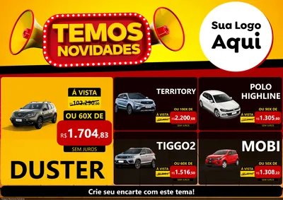 Modelo de Encarte para Encarte A4 Horizontal com o tema Temos Novidades para Concessionaria de Carros