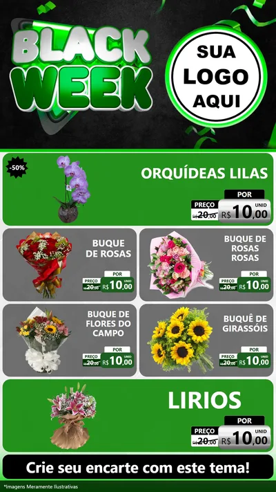 Modelo de TV para TV Vertical com o tema Black Week para Floricultura e jardim