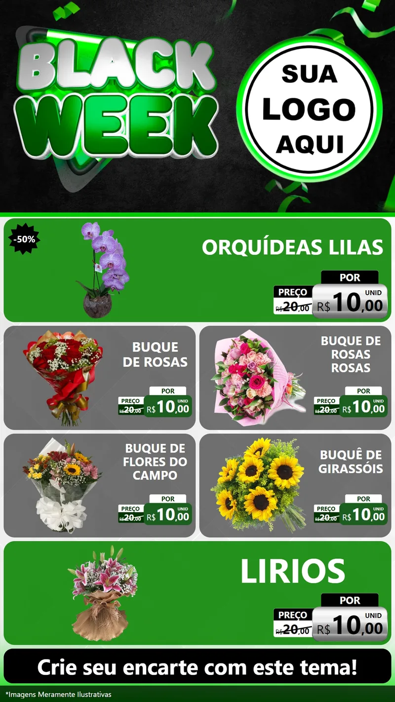 Modelo de TV para TV Vertical com o tema Black Week para Floricultura e jardim