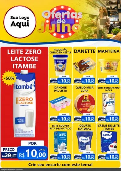 Modelo de Encarte para Encarte A4 Vertical com o tema Ofertas de Julho para Frios e Laticínios