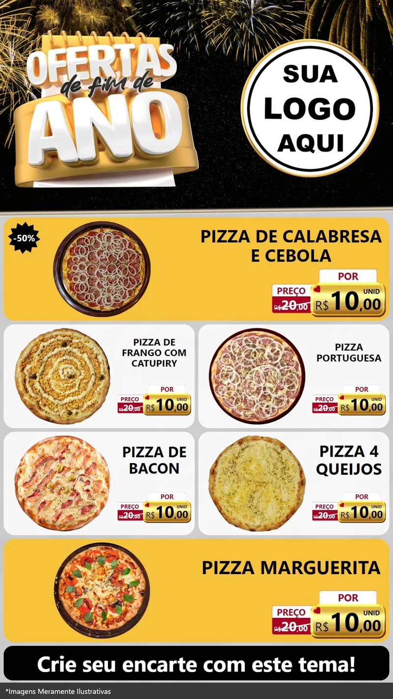 Modelo de TV para TV Vertical com o tema Ofertas de Fim de Ano para Pizzaria