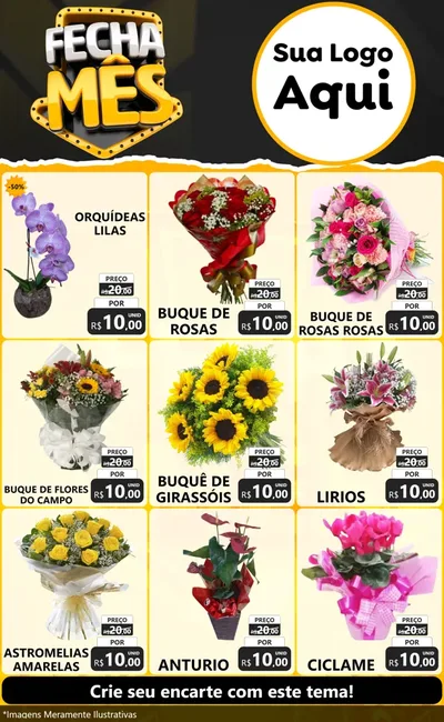 Modelo de Encarte para Encarte Grande com o tema Fecha Mês para Floricultura e jardim