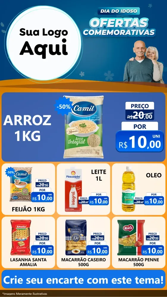 Modelo de Rede Social para Stories com o tema Dia do Idoso para Supermercado