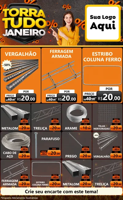Modelo de Encarte para Encarte Grande com o tema Torra Tudo Janeiro para Ferragens