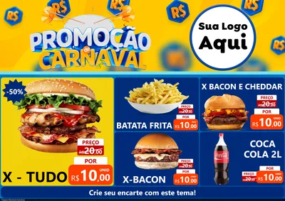 Modelo de Encarte para Encarte A4 Horizontal com o tema Promoção de Carnaval para Hamburgueria