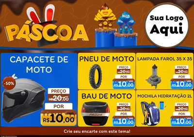 Modelo de Encarte para Encarte A4 Horizontal com o tema Páscoa para Moto peças