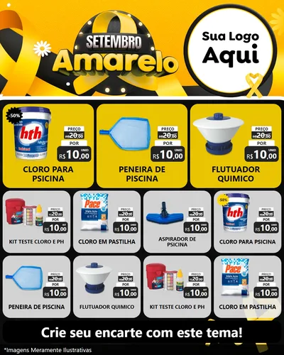 Modelo de Rede Social para Feed Instagram com o tema Setembro Amarelo para Produtos para Piscina