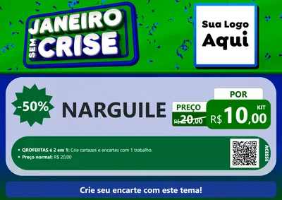 Modelo de Cartaz para Cartaz A4 Horizontal com o tema Janeiro Sem Crise para Tabacaria