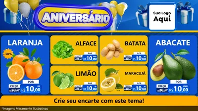 Modelo de TV para TV Horizontal com o tema Aniversário para Hortifrúti