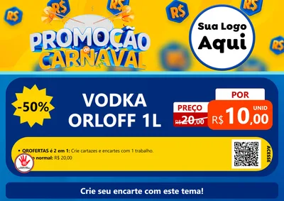 Modelo de Cartaz para Cartaz A4 Horizontal com o tema Promoção de Carnaval para Distribuidora de bebidas