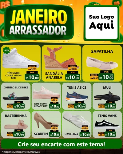 Modelo de Rede Social para Feed Instagram com o tema Janeiro Arrasador para Calçados
