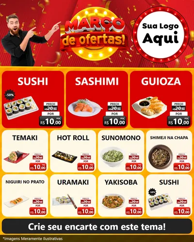 Modelo de Rede Social para Feed Instagram com o tema Março de Ofertas! para Comida japonesa
