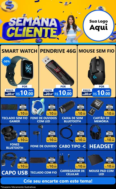 Modelo de Encarte para Encarte Grande com o tema Semana do Cliente para Informática