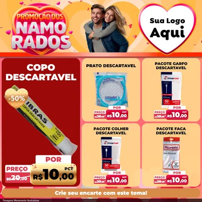 Modelo de Rede Social para Feed Facebook com o tema Promoção dos Namorados para Embalagens