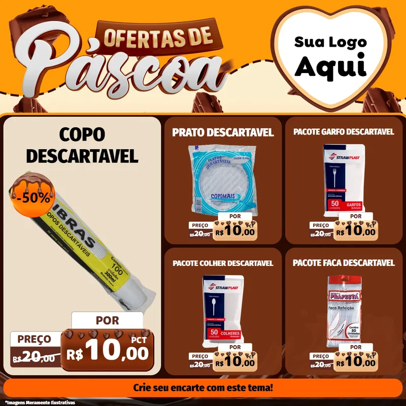 Modelo de Rede Social para Feed Facebook com o tema Ofertas de Páscoa para Embalagens