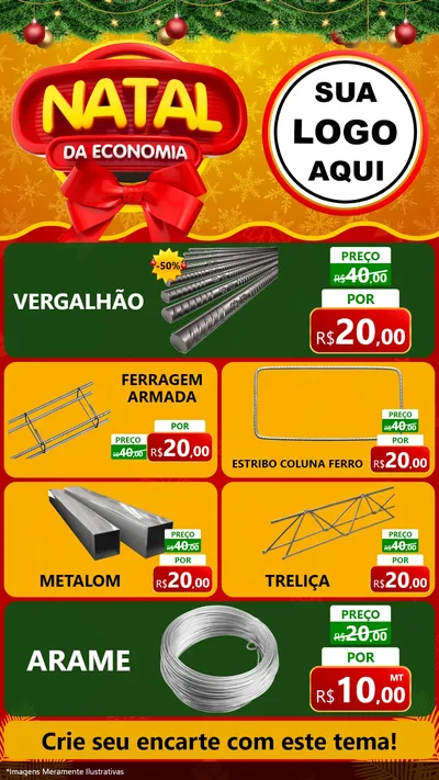 Modelo de TV para TV Vertical com o tema Natal da Economia para Ferragens