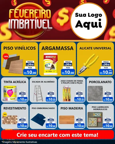 Modelo de Rede Social para Feed Instagram com o tema Fevereiro Imbatível para Material para Construção