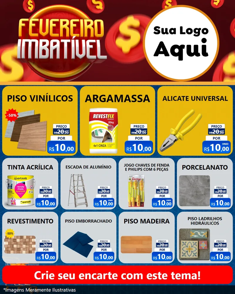 Modelo de Rede Social para Feed Instagram com o tema Fevereiro Imbatível para Material para Construção