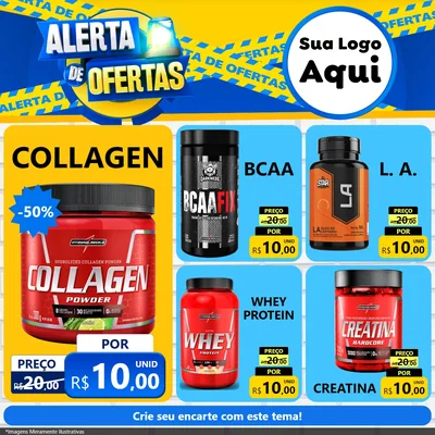 Modelo de Rede Social para Feed Facebook com o tema Alerta de Ofertas para Suplementos alimentares