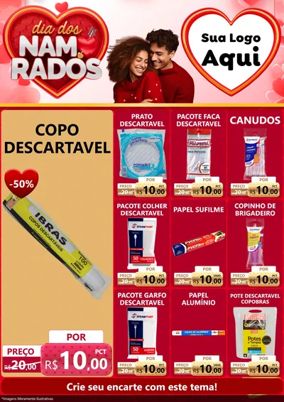Modelo de Encarte para Encarte A4 Vertical com o tema Dia dos Namorados para Embalagens