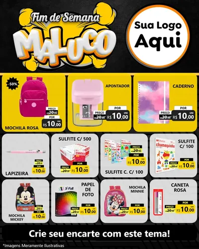 Modelo de Rede Social para Feed Instagram com o tema Fim de Semana Maluco para Papelaria