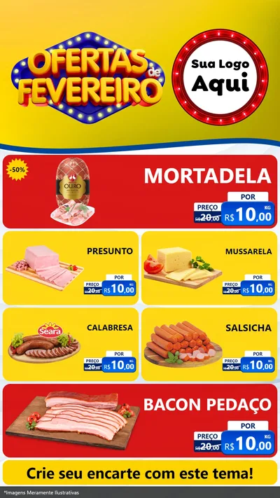 Modelo de TV para TV Vertical com o tema Ofertas de Fevereiro para Frios e Laticínios