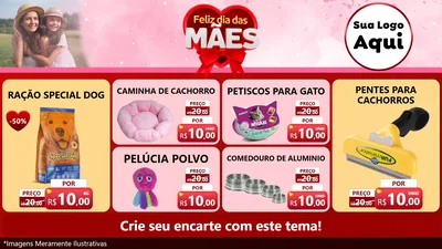 Modelo de TV para TV Horizontal com o tema Feliz Dia Das Mães para Pet Shop